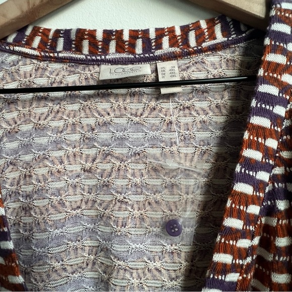 LOGO by Lori Goldstein Jacquard Duster Cardigan Purple Slate A611258 Longline - Picture 9 of 15